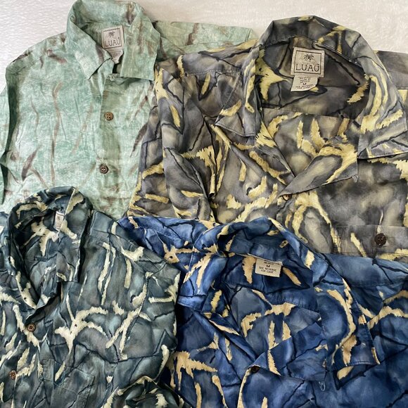 Luau Lot of 4 Men's M 100% Cotton Hawaiian Button Up Shirt Aloha Beach Tropical - Picture 2 of 7